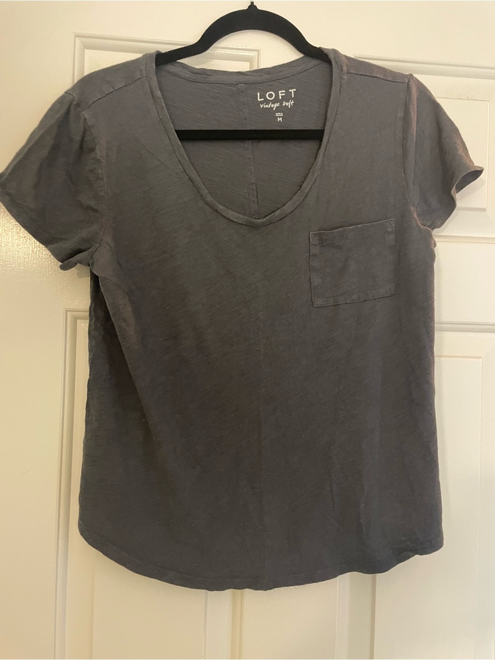 LOFT Vintage Soft Women's Gray V-Neck Pocket Tee